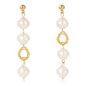 Asymmetrical Freshwater Pearl Drop Earrings